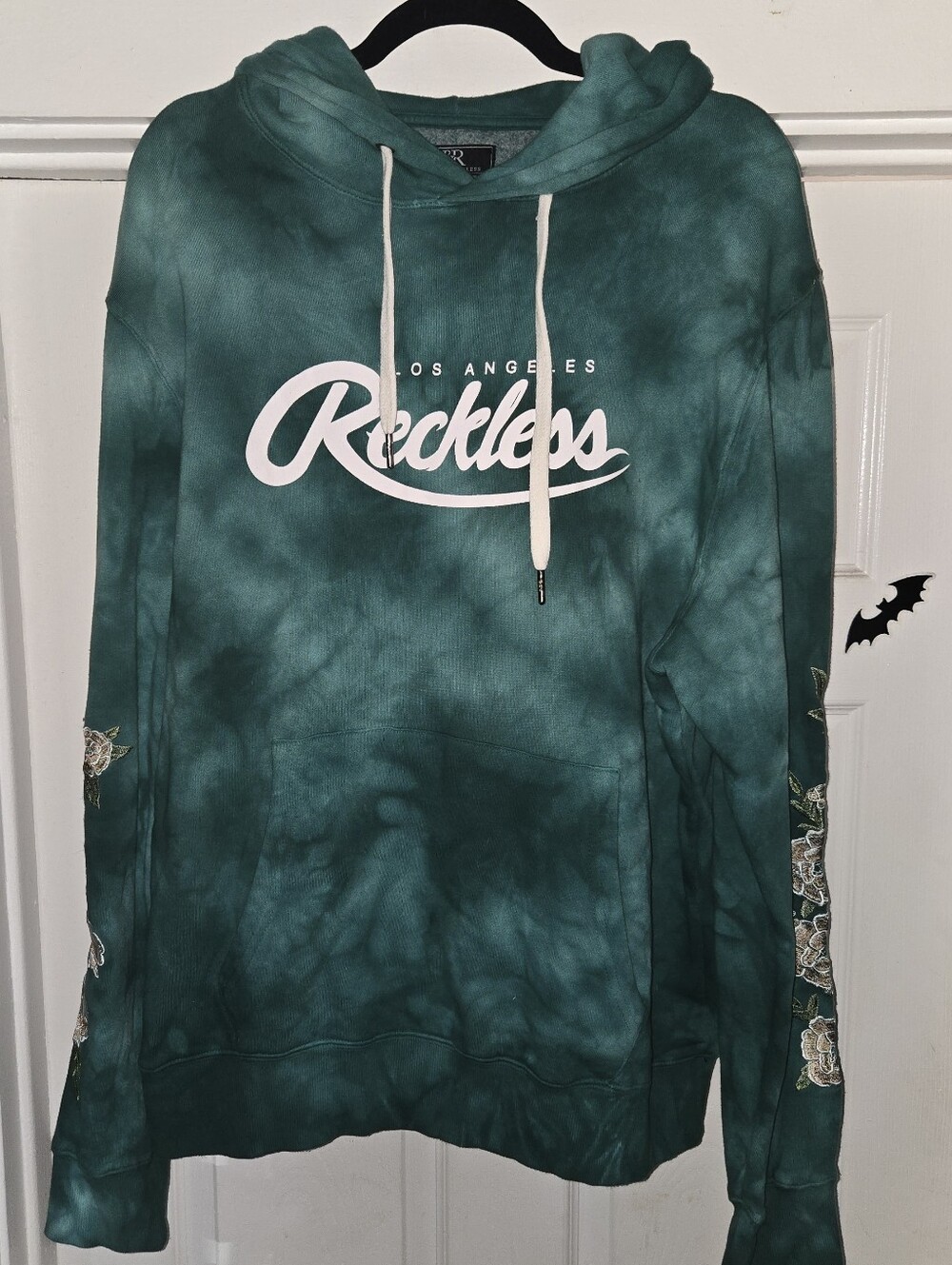 Young & Reckless Los Angeles Teal Tie-Dye With Rose Embroidery Hoodie